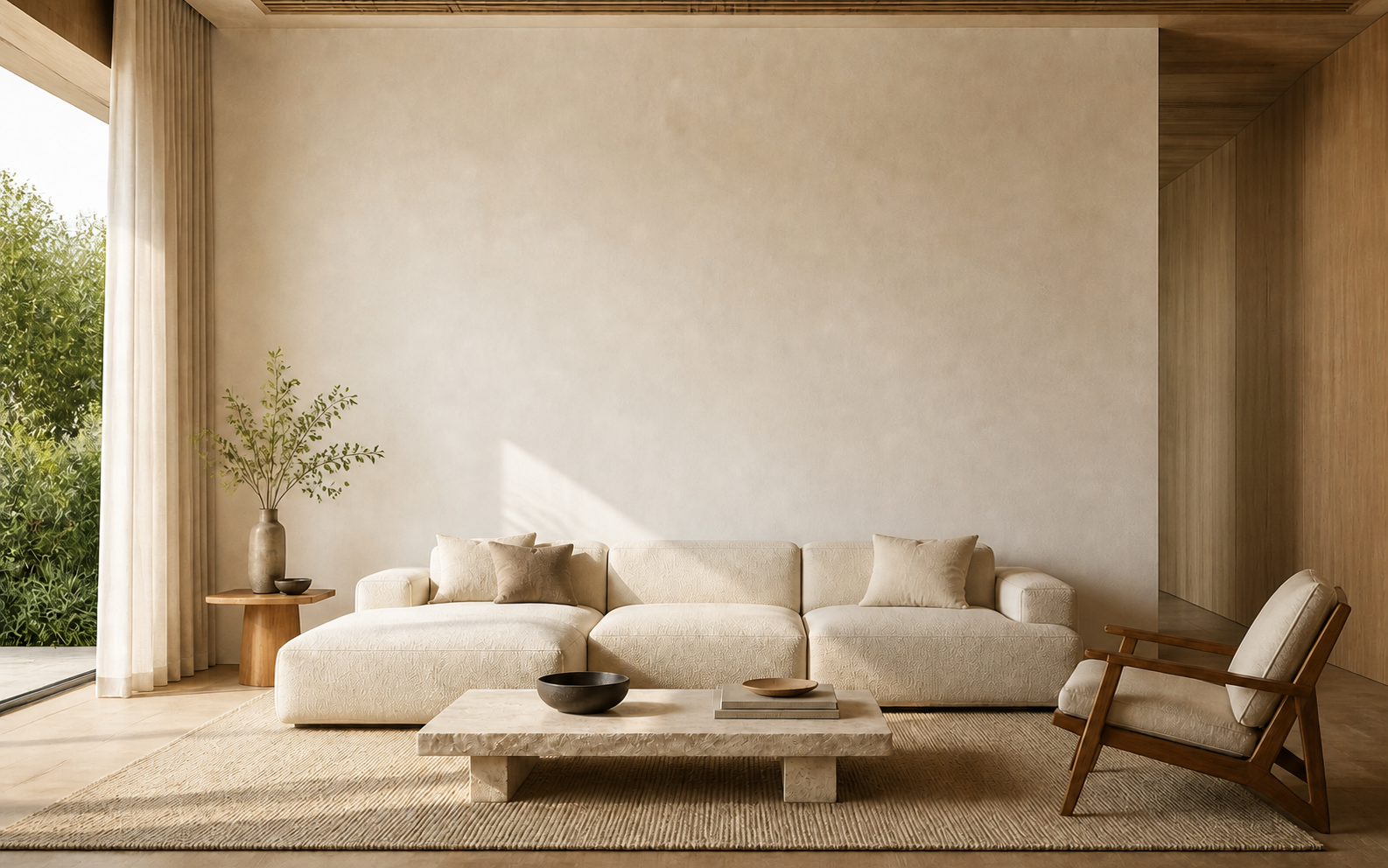 Warm oak living calibrated room scene